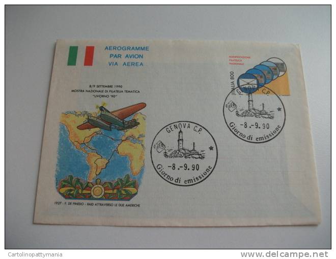 Aerogramme Via Aerea Par Avion  Manifestazione Filatelica Nazionale Livorno 1990 - 1981-90: Storia Postale