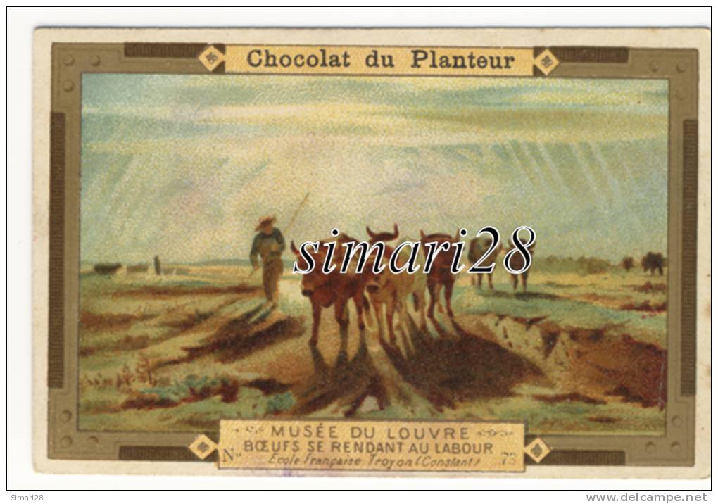 CHROMO CHOCOLAT DU PLANTEUR - N° 73 - MUSEE DU LOUVRE - BOEUFS SE RENDANT AU LABOUR - Autres & Non Classés