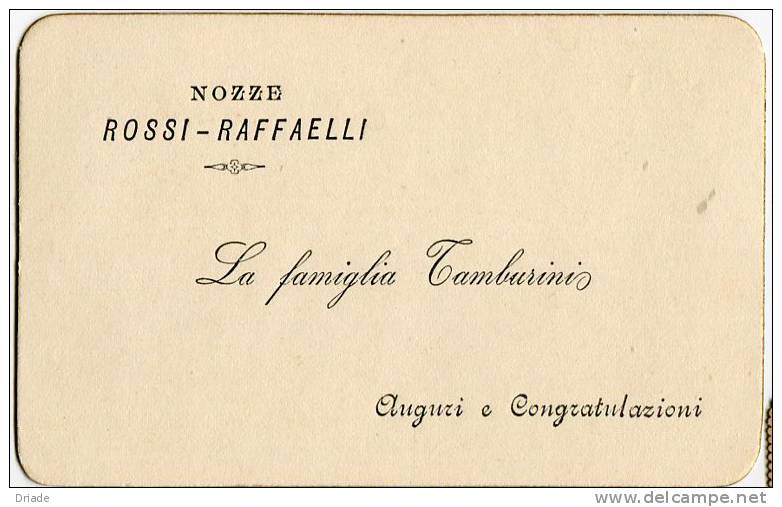 BIGLIETTO PARTECIPAZIONE NOZZE ROSSI RAFFAELLI JESI ANCONA ANNO 1898 - Annunci Di Nozze