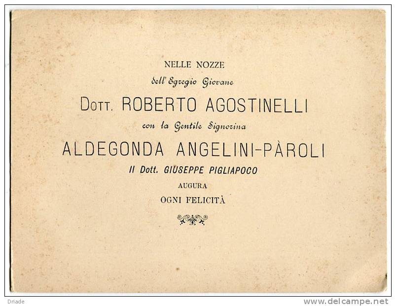 BIGLIETTO PARTECIPAZIONE NOZZE AGOSTINELLI E ANELINI -PAROLI - Annunci Di Nozze