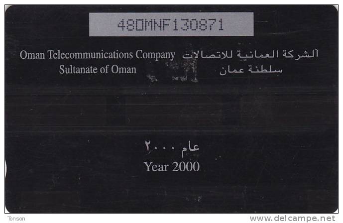 Oman,  OMN-G-48F, 2000 Oman In The New Millennium, Keypad & Globe,  2 Scans. - Oman