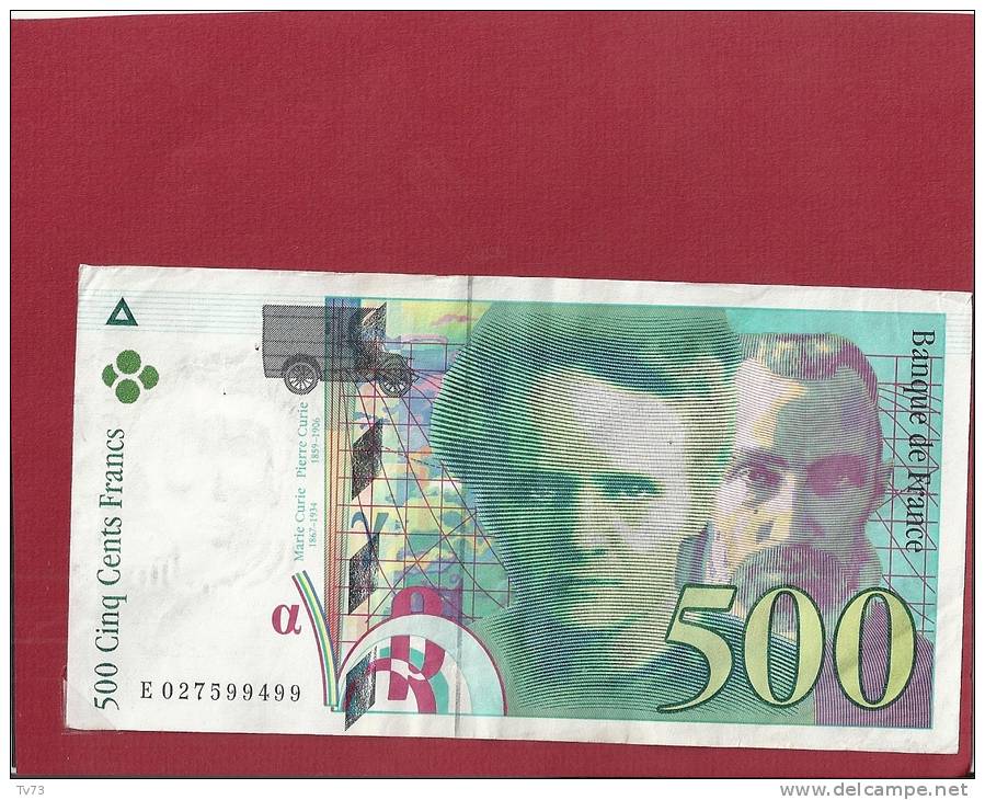 &#9658; EB049 - Billet 500 Francs Pierre Et Marie CURIE 1994 - (E 027599499) - Bon état - Circulé - 2 Trous D´épingle - 500 F 1994-2000 ''Pierre En Marie Curie''