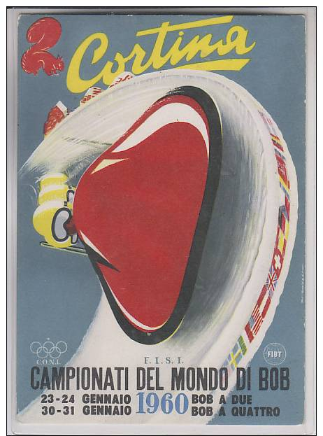 Cortina CAMPIONATI DEL MONDO DI BOB 1960  ANNULLO FILATELICO - Sport Invernali