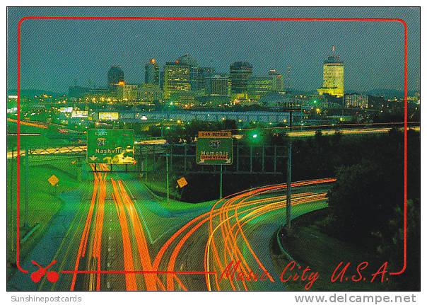 Tennessee Nashville Music City U S A At Night - Nashville