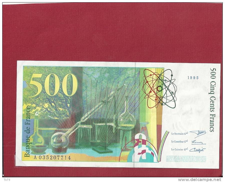 &#9658;EB053 - Billet 500 Francs Pierre Et Marie CURIE 1995 - (A 035207714) - Très Bon état - Sans Trou D´épingle - Pli - 500 F 1994-2000 ''Pierre En Marie Curie''