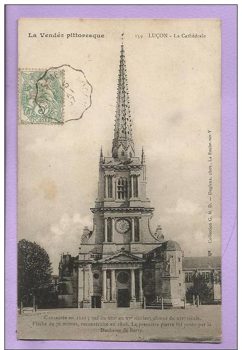 85 - LUCON - La Cathédrale - Oblitérée En 1905 - Lucon