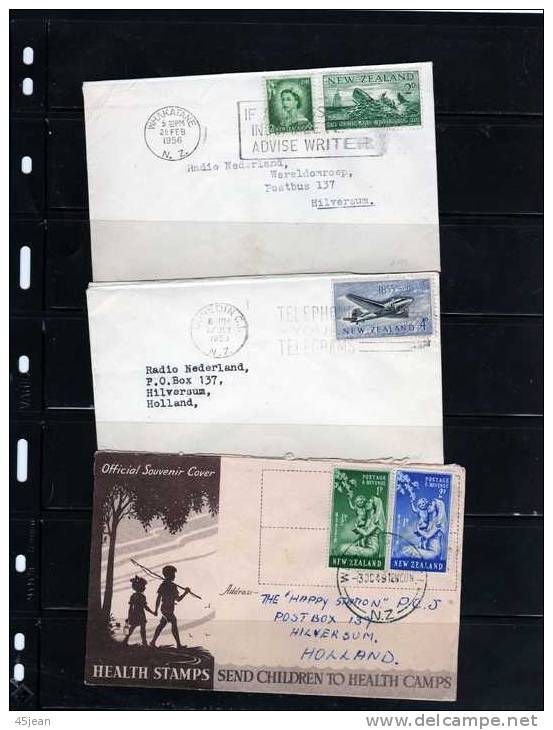 Nouvelle Zélande: 1949-55-56 3 Belles Lettres Voyagées Vers Les Pays-Bas - Covers & Documents