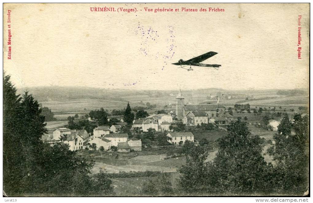 88-VOSGES-- URIMENIL / VUE GENERALE ET PLATEAU DES FRICHES AVION  ECRITE ‹(•¿• )› - Urimenil