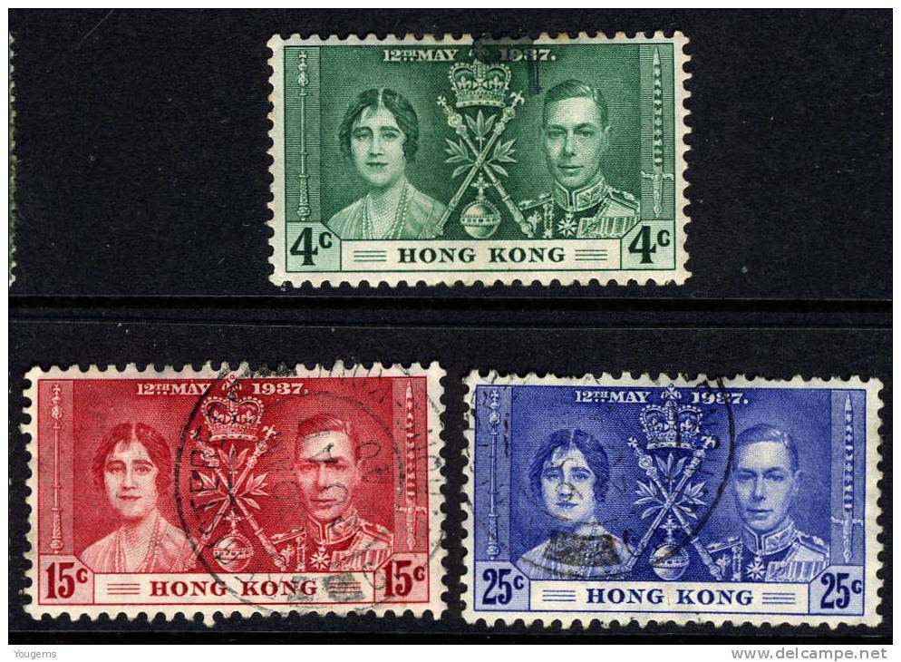 Hong Kong 1937 GVI Coronation With Different Cancels VFU - Used Stamps