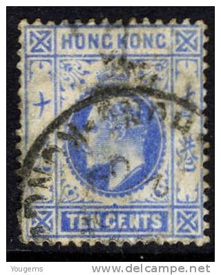 Hong Kong 1907-11 KEVII 10c Wmk Mult Crown CA VFU - Usados