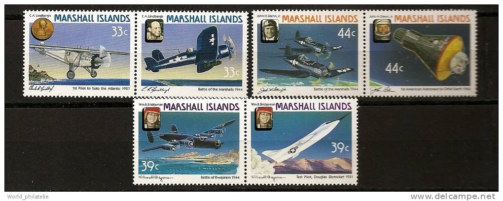 Marshall 1987 N° 140 / 5 ** Avion, Aviation, Charles Lindbergh, Bridgeman, Kwajalein, Douglas, Glenn, Espace, Skyrocket - Marshall