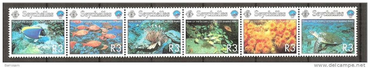 Seychelles1995: Yvert828-33nh** - Vie Marine