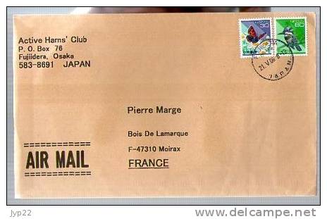 Lettre Cover Par Avion Via Air Mail Du Japon Japan Nippon Pour La France - CAD 21-05-2006 / 2 Tp 20 Papillon & Oiseau - Cartas & Documentos