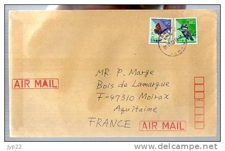 Lettre Cover Par Avion Via Air Mail Du Japon Japan Nippon Pour La France - CAD 28-07-2003 / 2 Tp Papillon & Oiseau - Storia Postale
