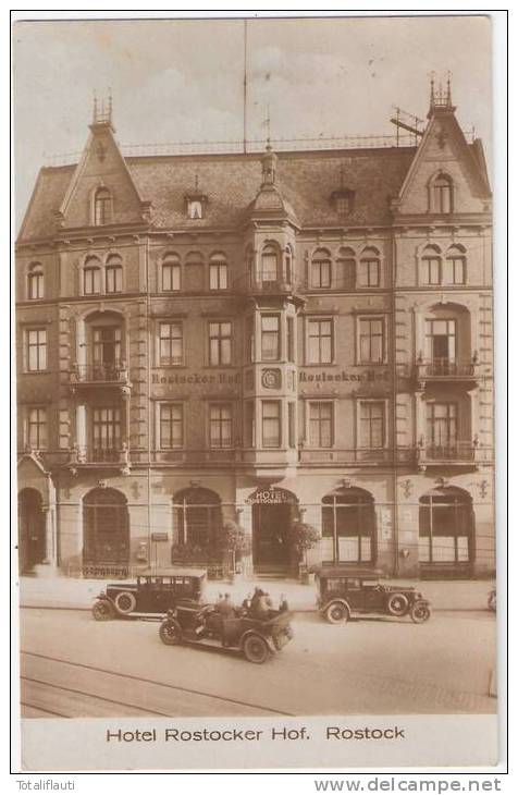 ROSTOCK Hotel Rostocker Hof Oldtimer Cabrio Fotokarte Braun 27.1.1928 TOP-Erhaltung - Rostock