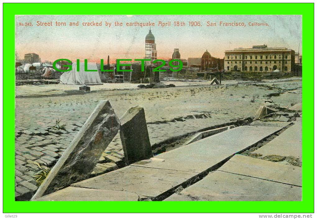 SAN FRANCISCO, CA - STREET TORN & CRACKED BY EARTHQUAKE, APRIL 18, 1906 - CHAS WEIDNER, PHOTO - - San Francisco