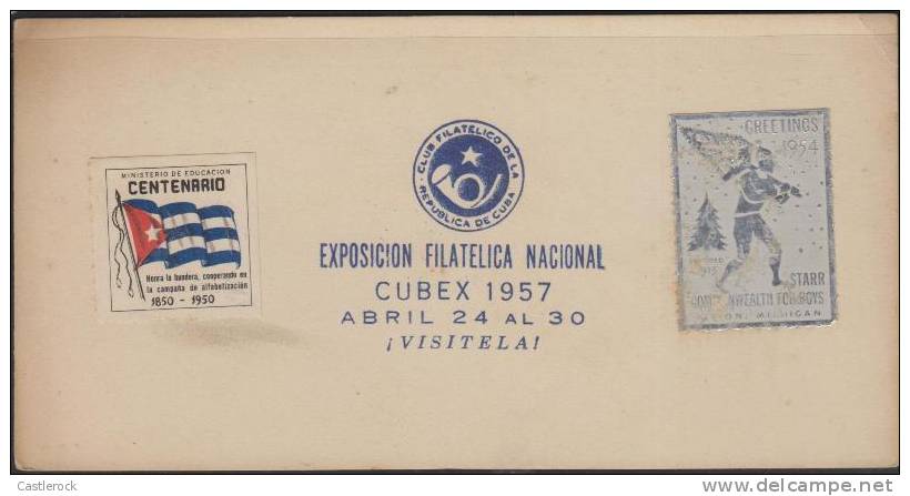 O) 1957 CUBA, FLAG HONORS COOPERATING LITERACY CAMPAIGNGREETINGS, FDC MINT. - FDC