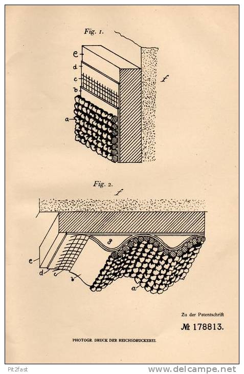 Original Patentschrift - H. Dolmetsch In Stuttgart , 1905 , Schalldämmung Aus Kork , Echo , Hausbau , Dämmung !!! - Architecture