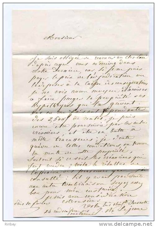 LAC De PARIS BUREAU DE QUARTIER J / Cachet Ref Pothion N°1503 + PP Port Payé / 11 Février 1848 / Au Dos LIGNE DE TOURS - 1801-1848: Précurseurs XIX