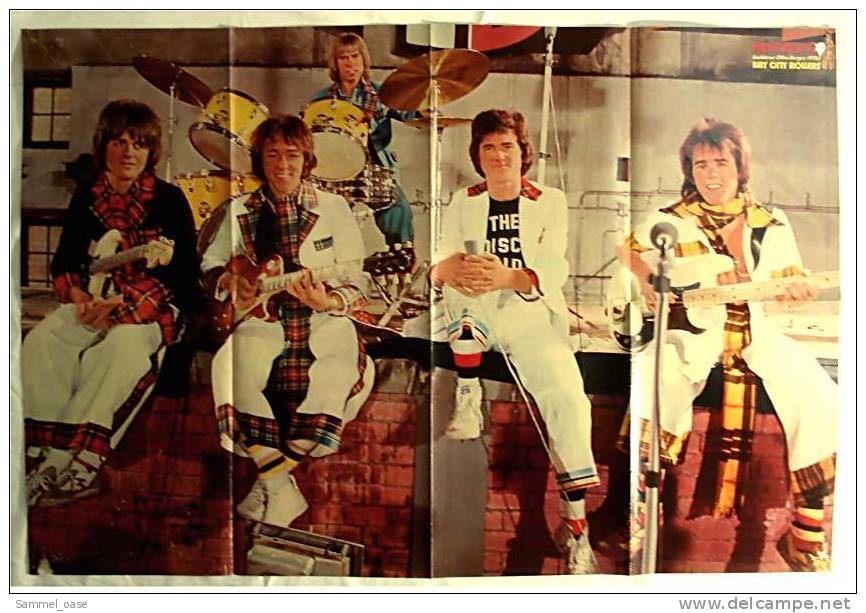 Musik Poster  - Bay City Rollers  -  Rückseitig Gruppe Sweet  -  Ca. 78 X 52 Cm  -  Von Bravo  1976 - Posters