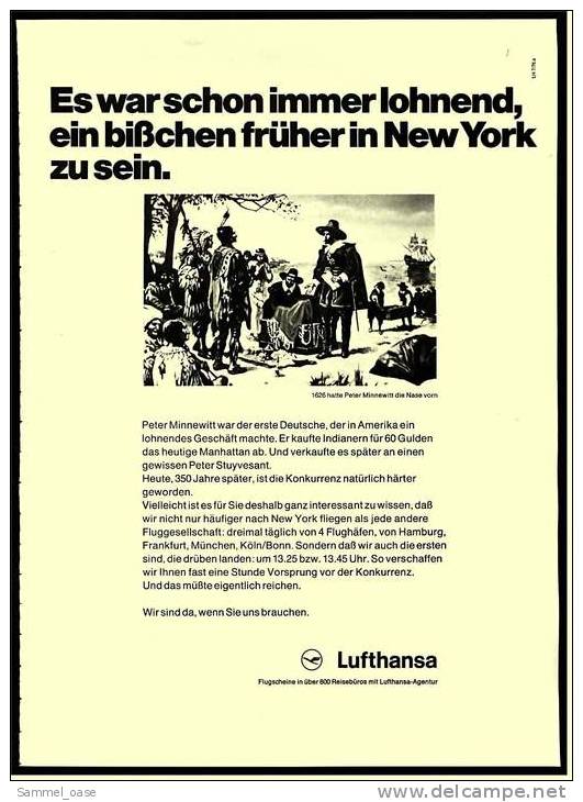 Reklame Werbeanzeige  Lufthansa  -  Es War Schon Immer Lohnend, Ein Bißchen Früher In   , Von 1976 - Pubblicità