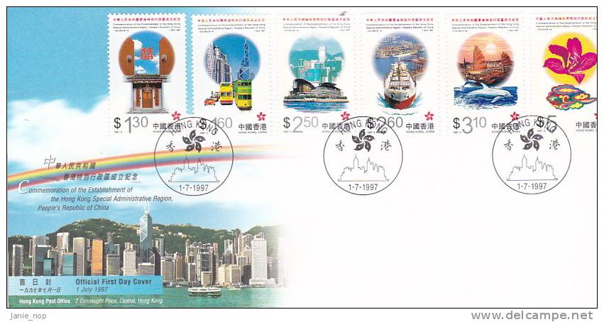 Hong Kong 1997 Establishement Of  The Hong Kong Special Administrative Region  FDC - FDC