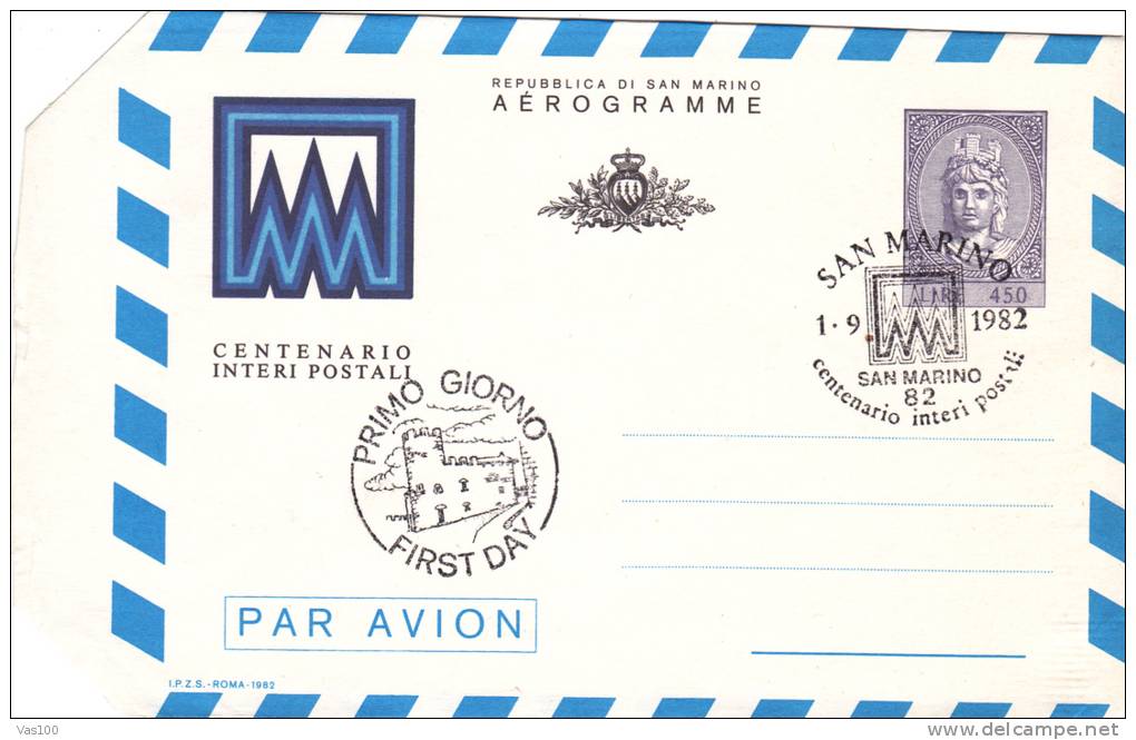 AEROGRAMME 1982  SAN MARINO. - Entiers Postaux