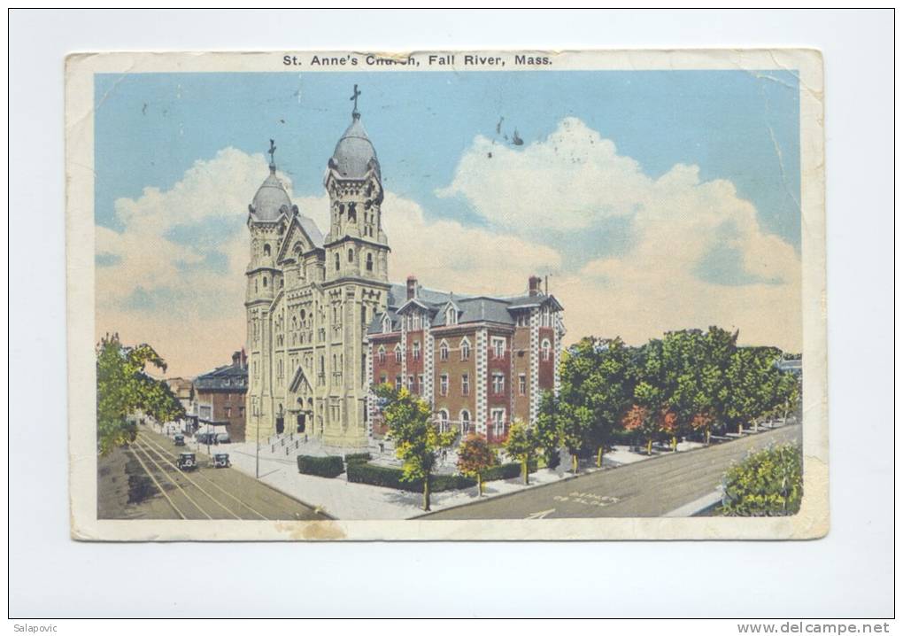 St. Anne´ S Church, Fall River, Mass 1930  2 SCANS - Fall River