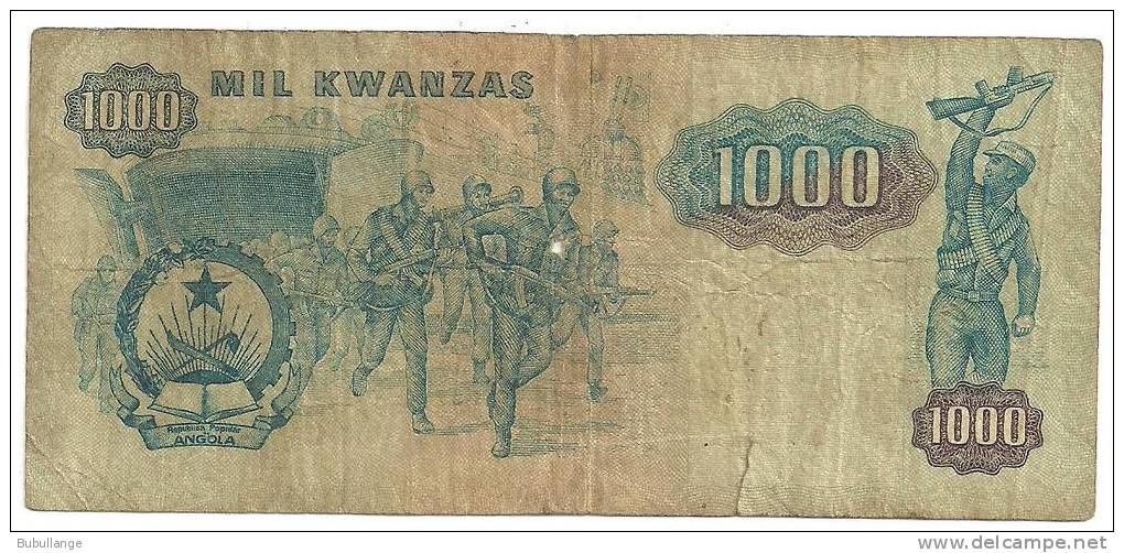 Billet 1000 Kwanza ANGOLA 11 NOVEMBRE 1987 Tamponné Rouge NOVO KWANZA (voir Scan Pour Le Dos) - Angola