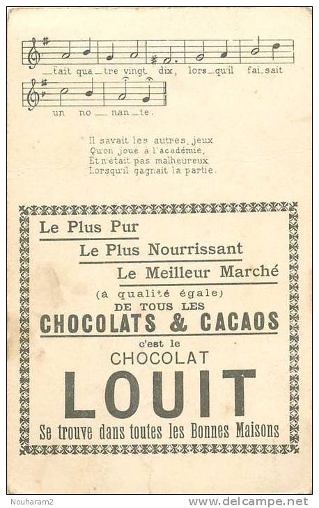 Chromos Réf. 900. Chocolat Louit - Chanson - Monsieur De La Palisse - 5è Et 6è Couplets - Cartes, Jeu - Louit