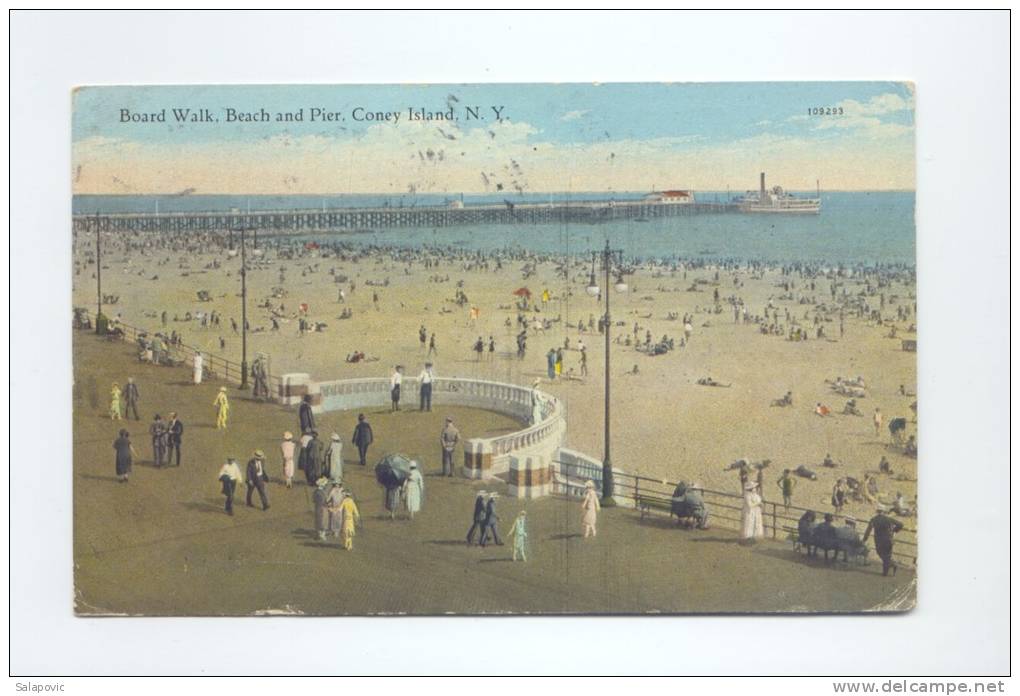 Boardwalk, Beach And Pier, Coney Island, New York    2 SCANS - Long Island