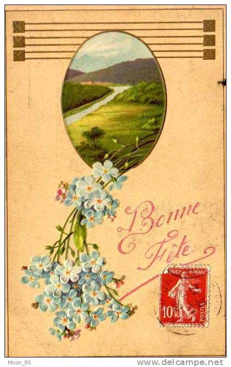 BONNE FETE - Médaillon  Et Fleurs - Fête Des Mères