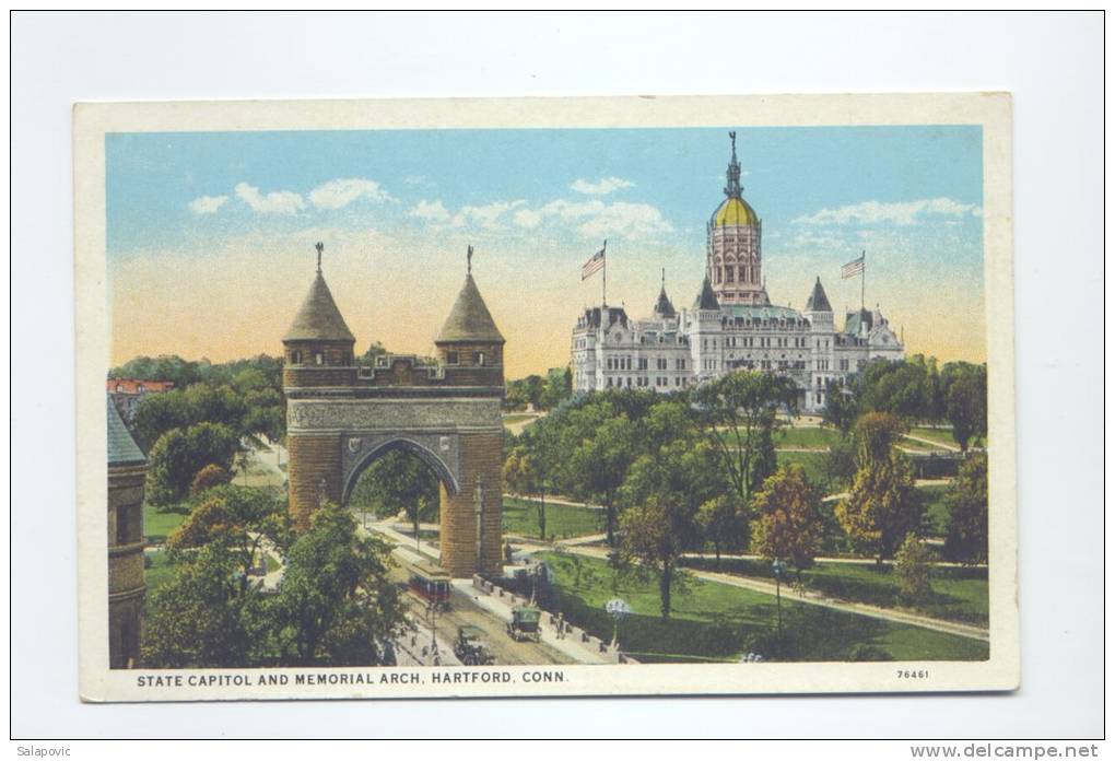 Hartford Conn.  State Capitol And Memorial Arch  1928   2 SCANS - Hartford