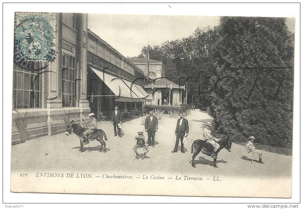 Charbonnières-les-Bains (69) : Promenade Sur ânes Près De La Terrasse Du Casino En 1908 (animée). - Charbonniere Les Bains