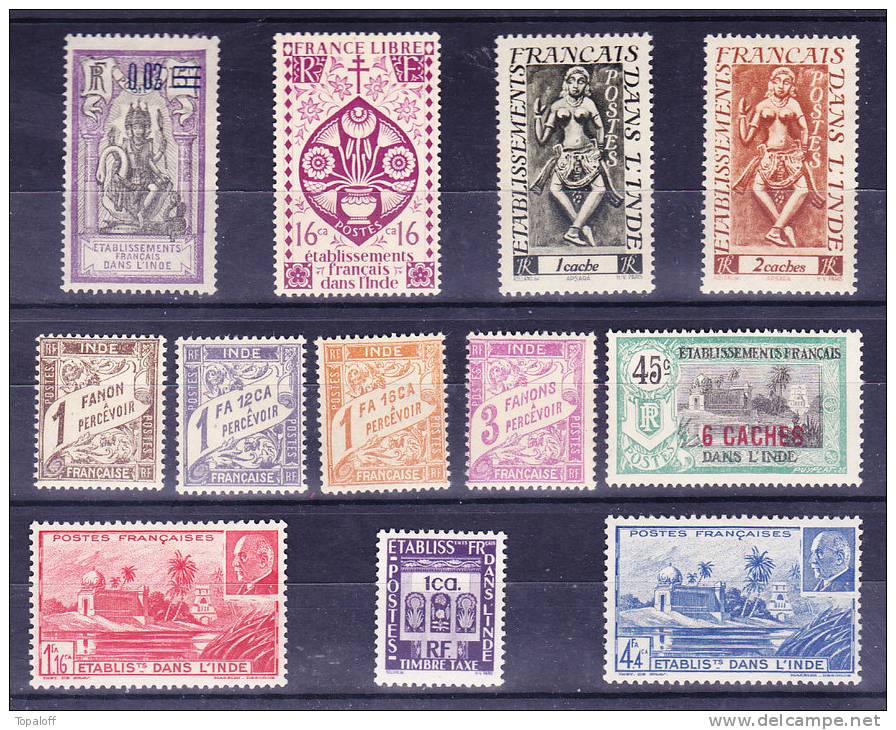 Inde N°57-64-126-127-222-Taxe1 9 Neufs Sans Gomme Et 236-237-Taxe 15-16-17-18 Neufs Charniere - Unused Stamps