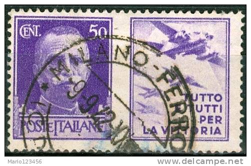 ITALIA REGNO, PROPAGANDA DI GUERRA, 1942, FRANCOBOLLO USATO, Scott 437, Un. Pg11 - Oorlogspropaganda