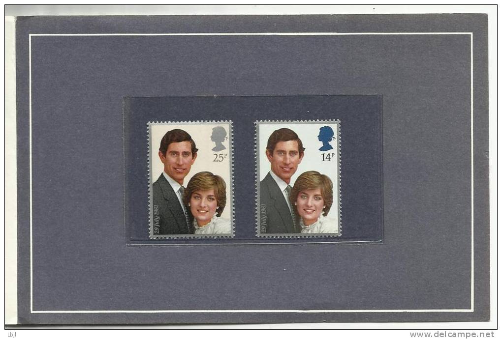 GRANDE BRETAGNE , Bloc Souvenir De 2 Timbres , 14 & 25 P , Mariage Royal Charles & Lady Diana , 1981 , N° YT 1001 & 1002 - Blocchi & Foglietti