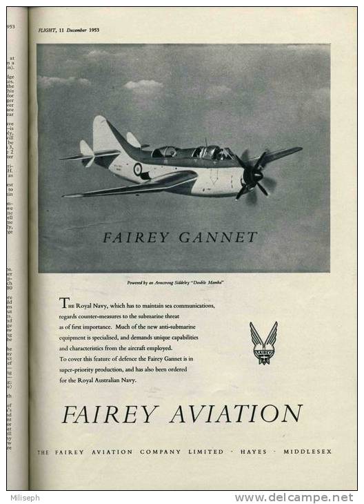 Magazine FLIGHT - 11 Décember 1953 - FIFTY YEARS OF POWERED FLIGHT - CINQUANTE ANS DE VOL À MOTEUR  (3104) - Aviazione