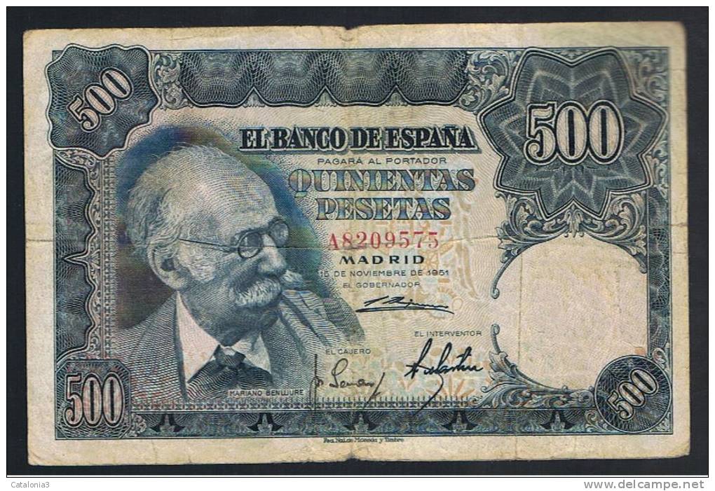 500  Pesetas 1951 - Other & Unclassified