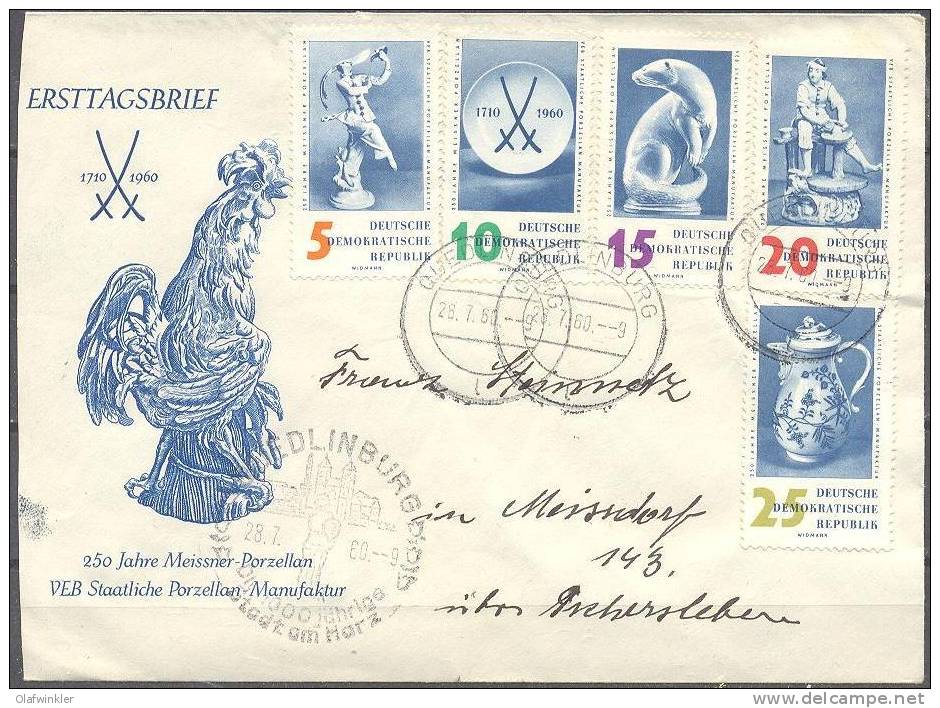 1960 Porzellanmanufaktur Meißen Mi 774-8 / Sc 504-8 / YT 490-4  MiF / Lettre / Letter - Lettres & Documents