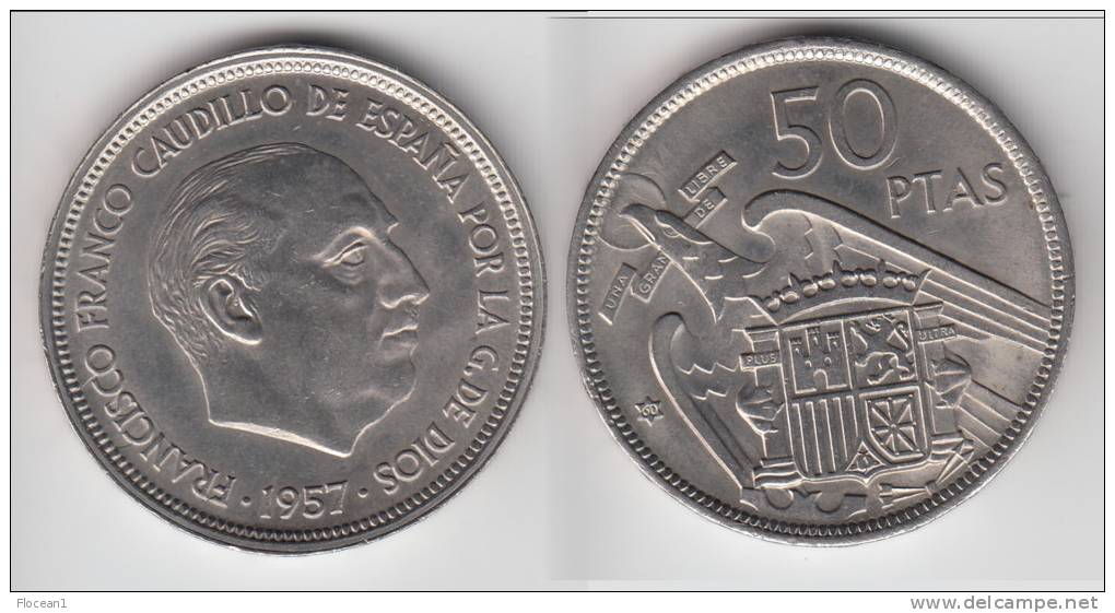 QUALITY **** ESPAGNE - SPAIN - 50 PESETAS 1957 (1960) - FRANCISCO FRANCO **** EN ACHAT IMMEDIAT - 50 Pesetas