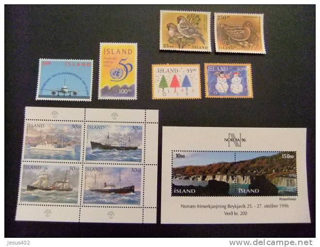 ICELAND ISLANDIA ISLAND 1995 SELLOS DEL AÑO YEAR 1995 Yvert & Tellier Nº 781 Al 788 ** MNH - Ongebruikt