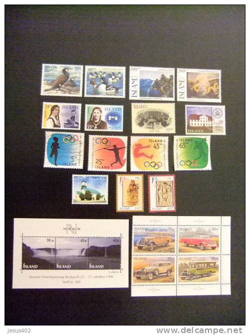 ISLANDIA  - ICELAND - ISLAND  1996 Completo  Yvert  & Tellier Nº 793 - 814 ** MNH  10 Series - Volledig Jaar