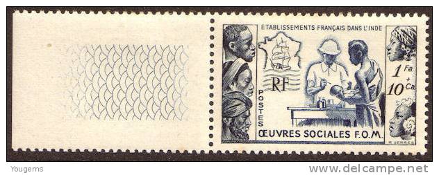 French:Indian SG285 1950 1fa+10ca  MNH Cat.£3.00 - Altri & Non Classificati