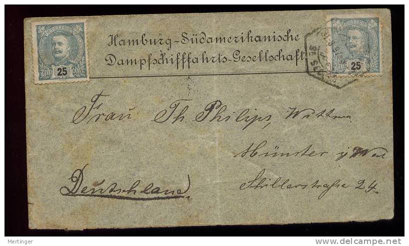 Portugal 1897 Cover Hamburg Südamerikanische Dampfschifffahrts Gesellschaft - Lettres & Documents