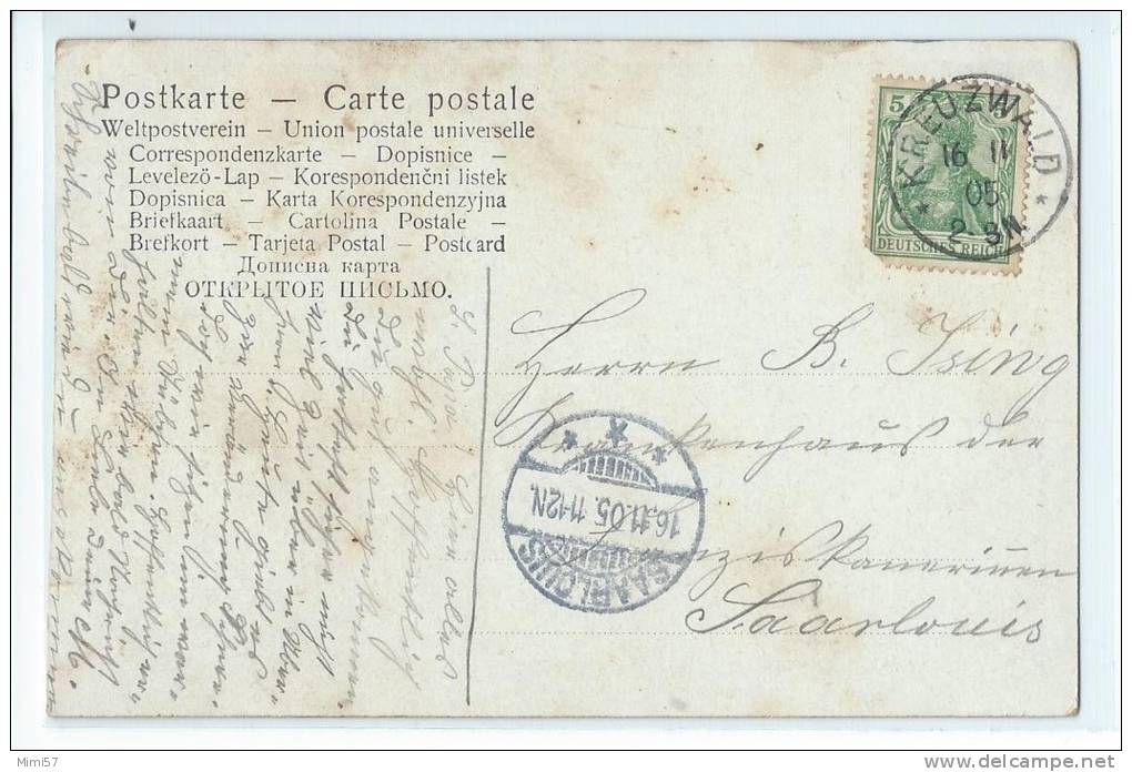 C.P.A. Cachet Postal SAARLOUIS Et KREUZWALD - Carte Am Elterngrab - Creutzwald