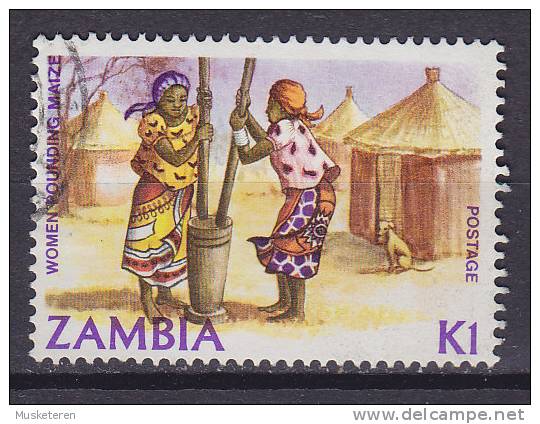 Zambia 1983 Mi. 262     1 K Traditionelles Leben Frauen Beim Maisstampfen - Zambia (1965-...)