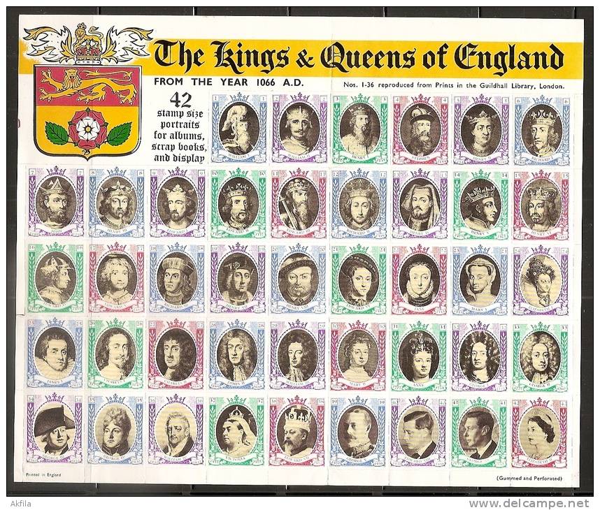 1118. The Kings&Queens Of England On Labels: William,Henry,Richard,Edward,Elizabeth,George,Vict Oria,Charles,Mary,Anne,. - Familles Royales