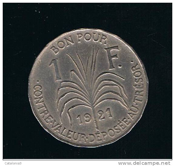 GUADALOUPE - 1 Franc 1921  KM46 - Guadeloupe & Martinique