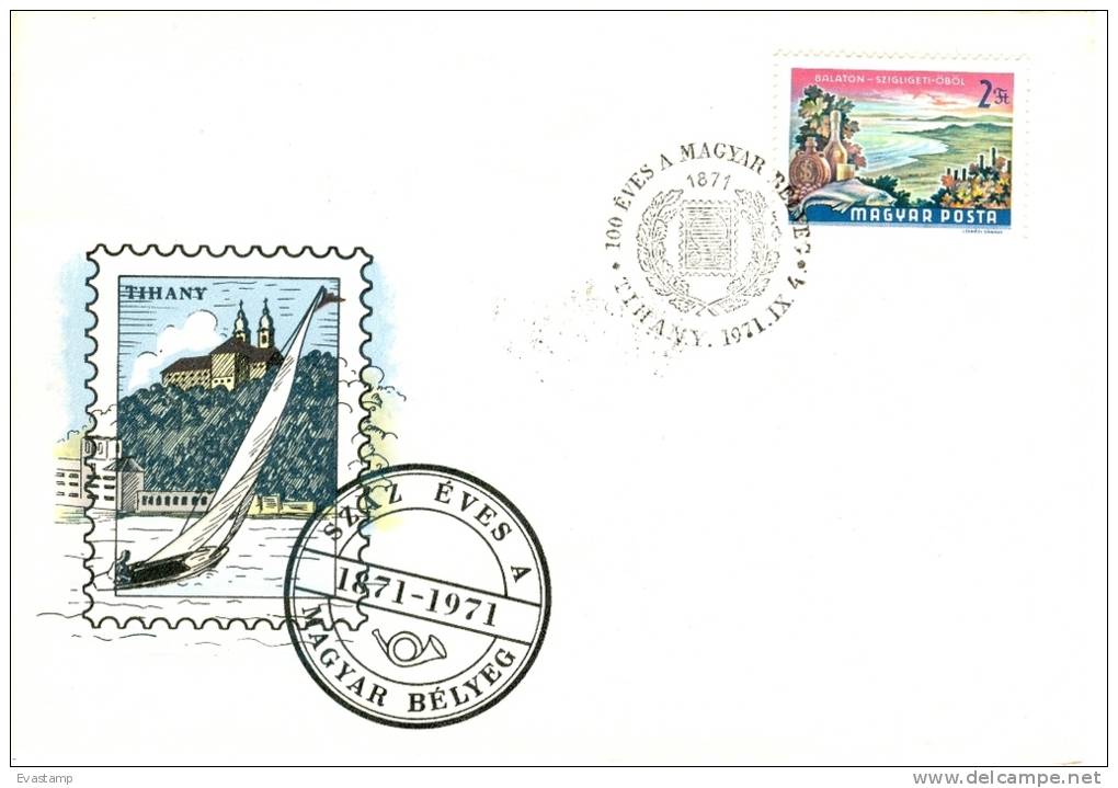 HUNGARY - 1971. Cover -100th Anniversary Of Hungarian Stamp With Special Cancellation : Tihany-Sailing Boat - FDC